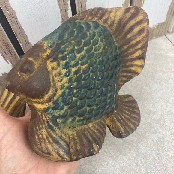 Chalk Art? Fish Set of 3 Wall Art Artisan Spirit Mexico 6”-8” Green Brown Yellow - Picture 10 of 12